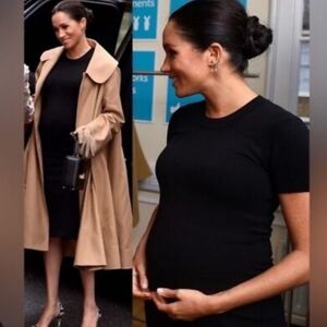 Hatch Maternity The Eliza Dress Knit Stretch Black Tshirt Dress Neutral Minimali